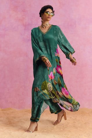 Kalista Luciana Padma Bloom Print Kaftan With Pant 