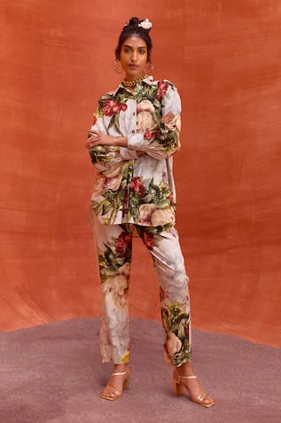 Kalista Fresh Bloom Print Shirt With Pant 