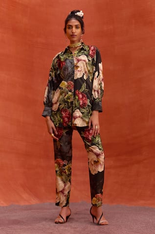 Kalista Fresh Blossom Print Shirt With Pant 