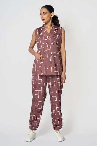 KLAD Geometric Print Vest With Pant 