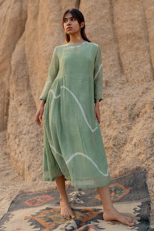 Nirjara Kara Line Hand Painted Dress 