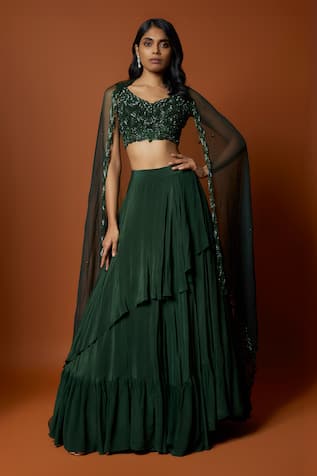 Mehak Murpana Embroidered Blouse Lehenga Set 