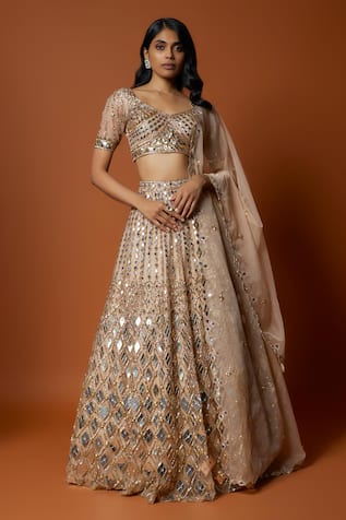 Mehak Murpana Sequins & Mirror Embroidered Lehenga Set 