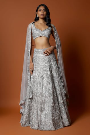 Mehak Murpana Sequins & Thread Embroidered Lehenga Set 