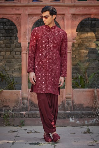 Bohame Dunn Chikankari Embroidered Kurta With Salwar 