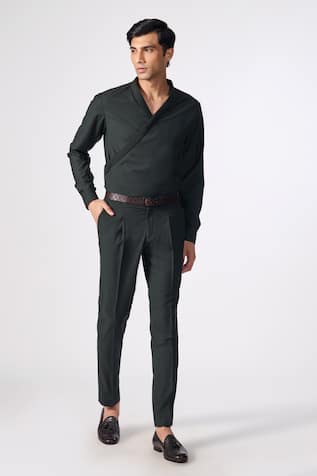 S&N by Shantnu Nikhil Draped Plain Shirt 