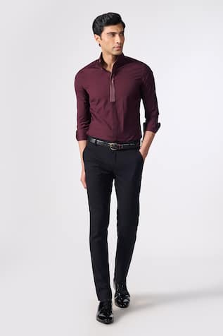 S&N by Shantnu Nikhil Contrast Placket Plain Shirt 