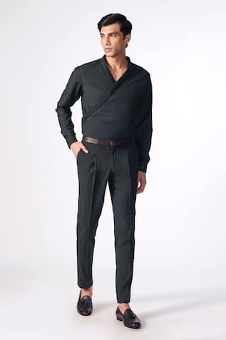 S&N by Shantnu Nikhil Straight Fit Plain Trouser 