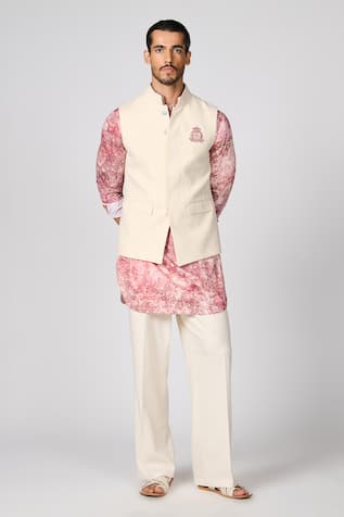 S&N by Shantnu Nikhil Crest Embroidered Nehru Jacket 