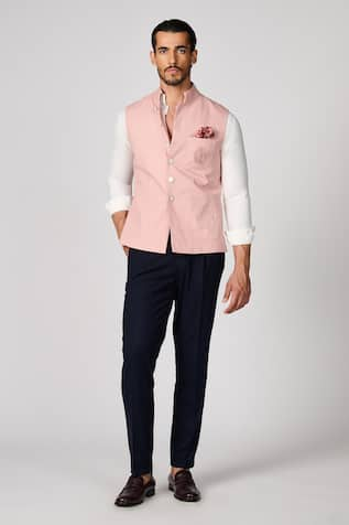 S&N by Shantnu Nikhil Pocket Embroidered Nehru Jacket 