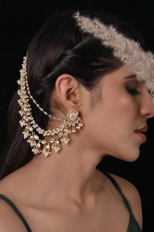 SHLOK JEWELS Kundan & Beads Embellished Earrings 