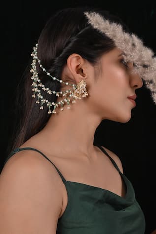 SHLOK JEWELS Kundan & Beaded Embellished Earrings 