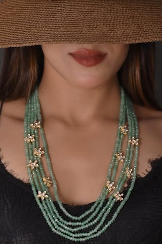 SHLOK JEWELS Kundan & Beads Embellished Mala 