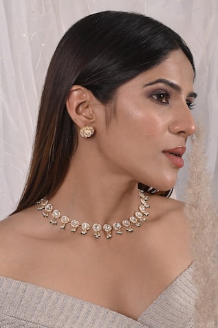 SHLOK JEWELS Beads Embellished Choker Necklace Set 