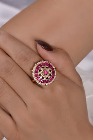 SHLOK JEWELS Kundan Embellished Ring 