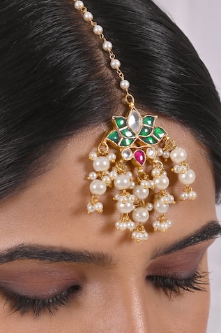 SHLOK JEWELS Beads Embellished Maangtikka 