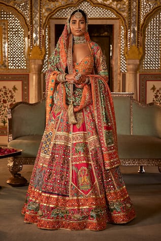 The Royaleum Aarzoo Embellished Animal Pattern Bridal Lehenga Set 