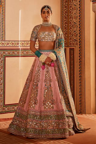 The Royaleum Faraar Silk Sequin Embellished Bridal Lehenga Set 