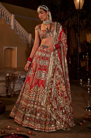 The Royaleum Nagma Floral Sequin Embellished Bridal Lehenga Set 