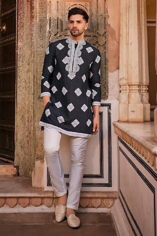 The Royaleum Reyansh Silk Blossom Print Kurta With Pant 