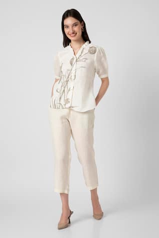 Kaveri Tulip Linen Printed Top & Pant Set 