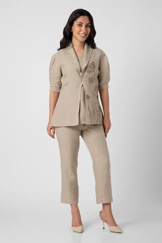 Kaveri Tulip Dainty Bloom Print Blazer Pant Set 