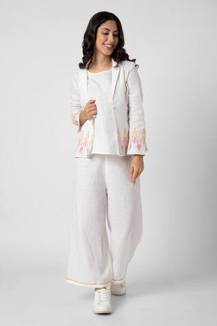 Kaveri Mona Stud Border Embellished Blazer Pant Set 