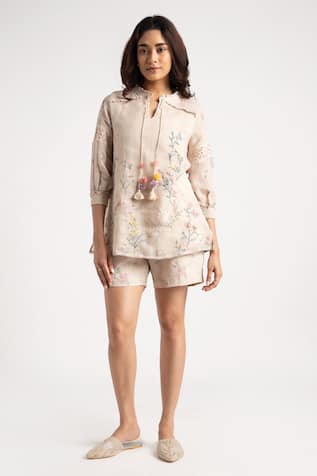 Kaveri Walk in the Clouds Karma Floral Print Top & Shorts Set 