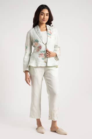 Kaveri Corsage Embroidered Blazer Pant Set 