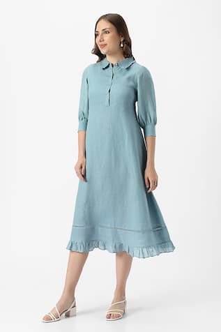 KAVERI Teepee Frilly Poet Sleeves Midi Dress 