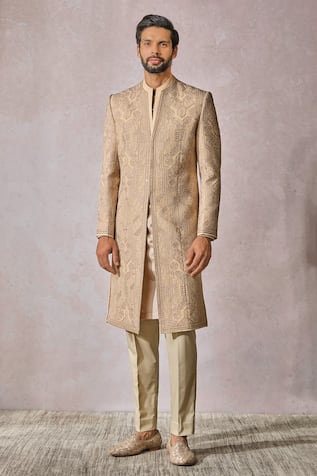 Tarun Tahiliani Silk Thread Embroidered Sherwani Trouser Set 