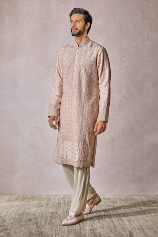 Tarun Tahiliani Silk Floral Embroidered Kurta With Salwar 