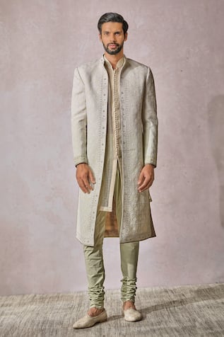 Tarun Tahiliani Flower Bloom Embroidered Sherwani Trouser Set 