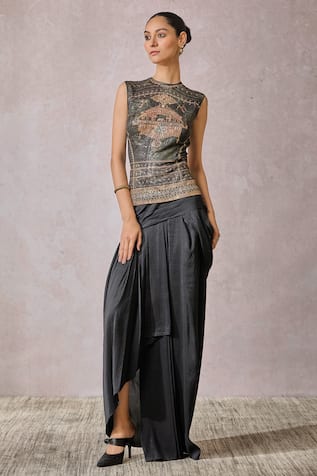 Tarun Tahiliani Metallic Printed T-Shirt 