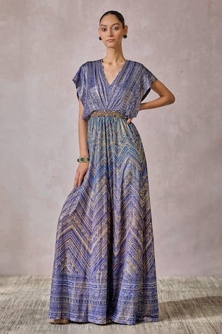 Tarun Tahiliani Chevron Print Jumpsuit 