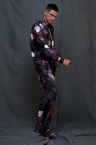 Vikram Bajaj Floral Mandal Print Bomber Jacket & Pant Set 