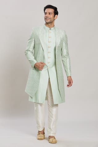 Arihant Rai Sinha Sequin Embroidered Sherwani Aligadhi Pant Set 