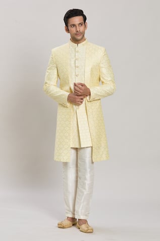 Arihant Rai Sinha Checkered Pattern Layered Sherwani Set 