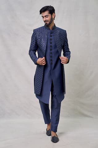 Arihant Rai Sinha Fleur Vine Thread Embroidered Layered Sherwani Set 