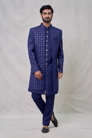 Arihant Rai Sinha Quad Sequin Bloom Embroidered Sherwani Set 