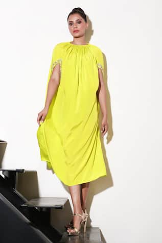 Echke Ruched Solid Midi Dress 
