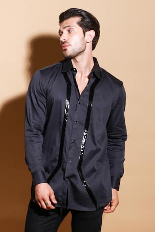 Echke Leather Strip Shirt 