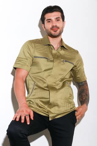 Echke Zipper Half Sleeve Shirt 