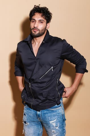 Echke Half Biker Zippered Shirt 