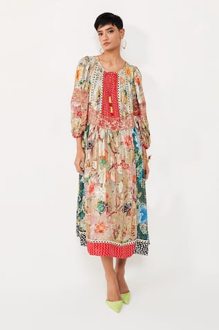 Verb by Pallavi Singhee Printed Pintucked Dress 