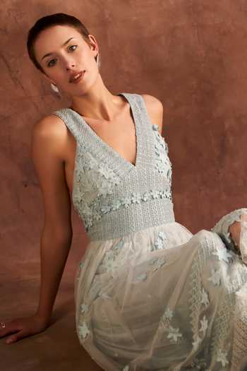 verb by pallavi singhee sleeveless v-neck lace maxi dress Verb by Pallavi Singhee Sleeveless V-Neck Lace Maxi Dress