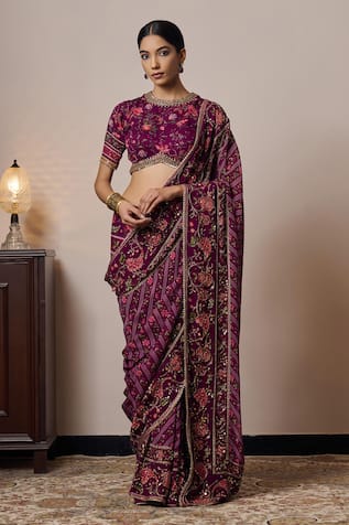 Irrau by Samir Mantri Nimi Floral Print Saree With Blouse 