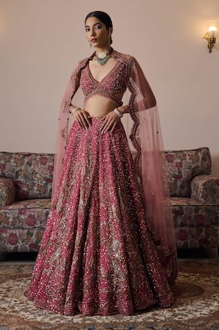 Irrau by Samir Mantri Tvisha Floral Embroidered Bridal Lehenga Set 