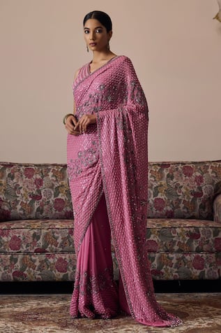 Irrau by Samir Mantri Alika Floral Embroidered Saree With Blouse 