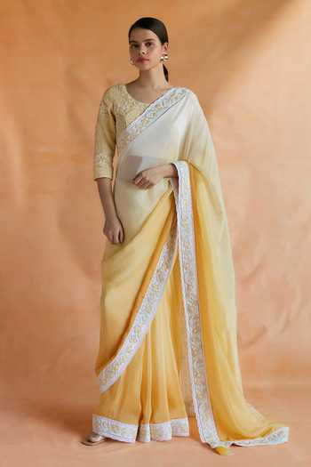 Shruti Sancheti Ombre Bloom Border Saree With Embroidered Blouse 